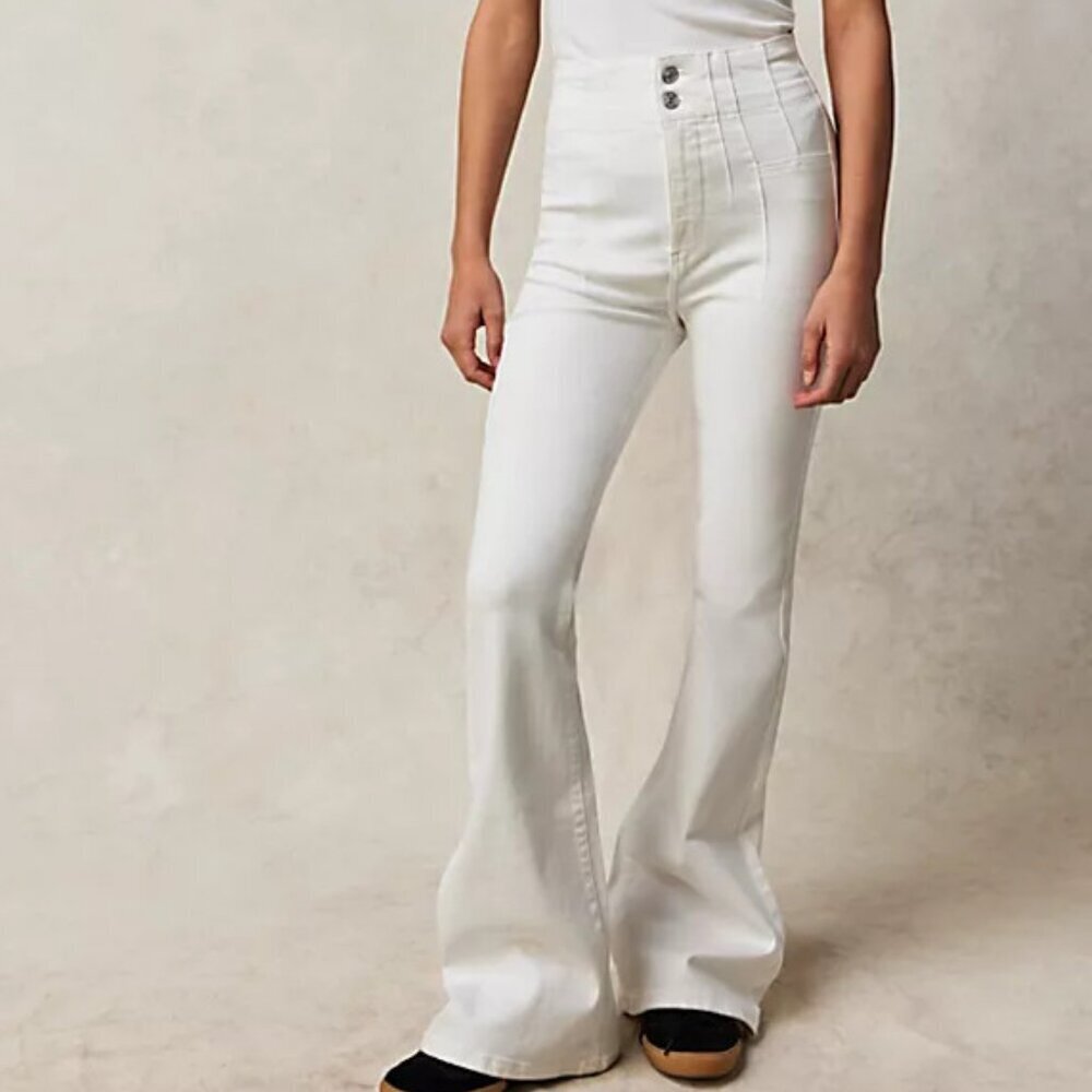 We The Free Cream Wide Leg Jeans